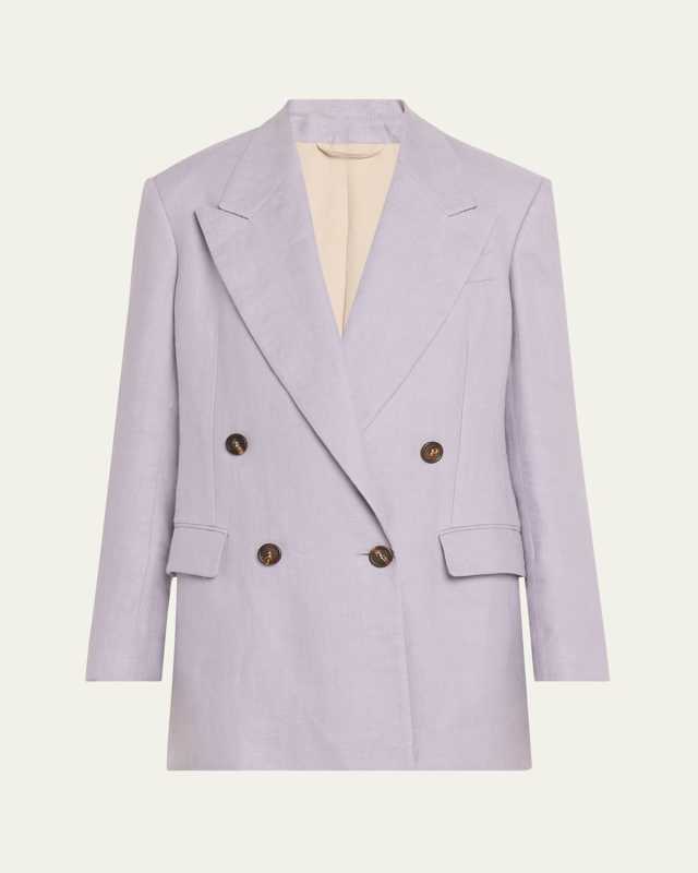 Double-Breasted Linen Gabardine Blazer